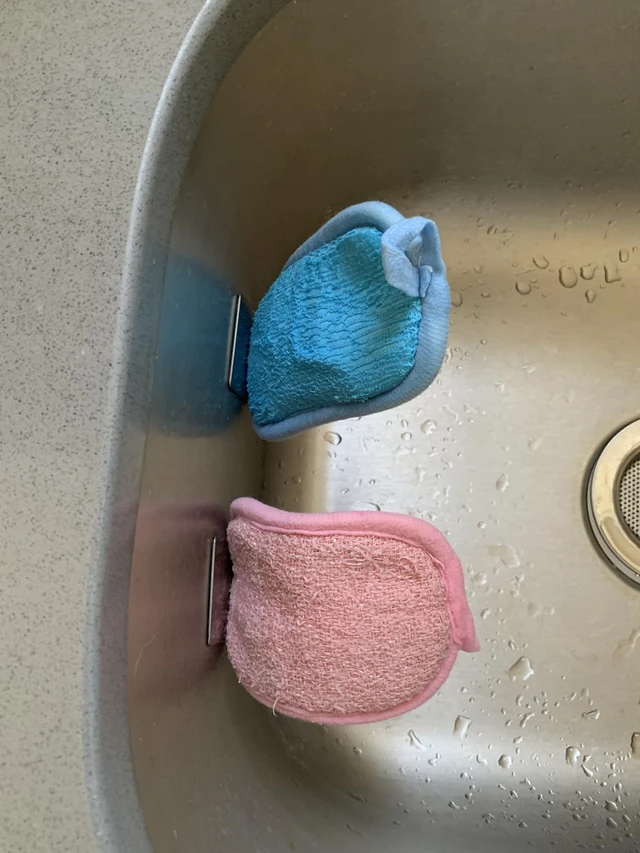 Alt view image 6 of 6 - Dish Sponge Kitchen Sponges,Scrub Sponges,Double Sided Cleaning,Non Scratch,Ultra fine Fiber Wiping+Stainless Steel Wire to Remove Stubborn Stains,Durable Thickening (Large 6-Pack)