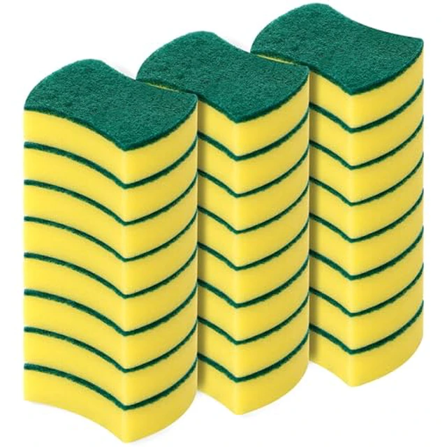 Alt view image 2 of 6 - Cleaning Sponges,24 Pack Eco Non-Scratch for Dish,Scrub Sponges