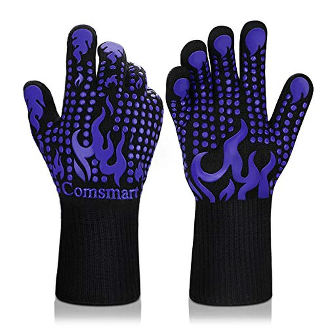 Alt view image 4 of 6 - Comsmart BBQ Gloves, 1472 Degree F Heat Resistant Grilling Gloves Silicone Non-Slip Oven Gloves Long Kitchen Gloves for Barbecue, Cooking, Baking, Cutting