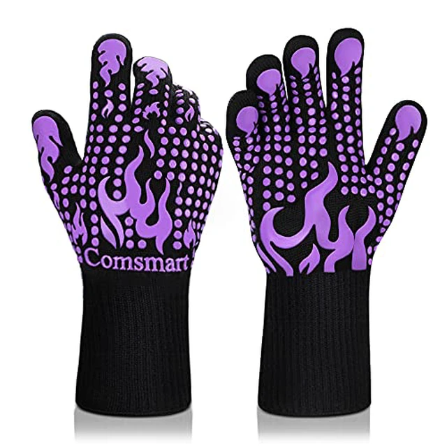 Alt view image 6 of 6 - Comsmart BBQ Gloves, 1472 Degree F Heat Resistant Grilling Gloves Silicone Non-Slip Oven Gloves Long Kitchen Gloves for Barbecue, Cooking, Baking, Cutting
