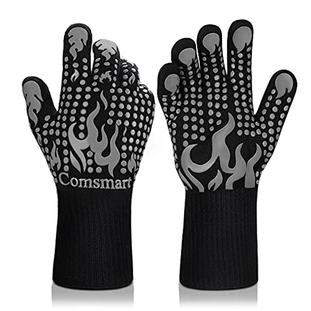 Alt view image 5 of 6 - Comsmart BBQ Gloves, 1472 Degree F Heat Resistant Grilling Gloves Silicone Non-Slip Oven Gloves Long Kitchen Gloves for Barbecue, Cooking, Baking, Cutting