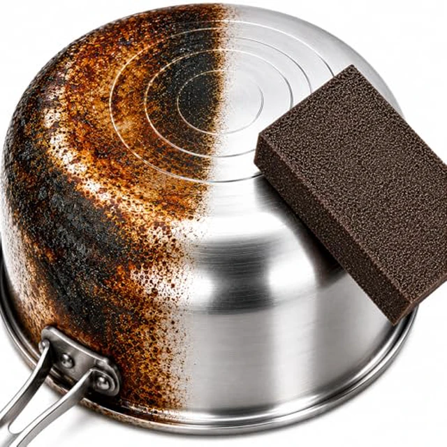 Alt view image 2 of 4 - 5 Powerful Pot Scrubber Cleaning Sponges, Heavy Duty Kitchen Eraser Scouring Pads, Dishwashing Oven Stove Cleaning Sponges, BBQ Grill Scrubbing Dish Cloths