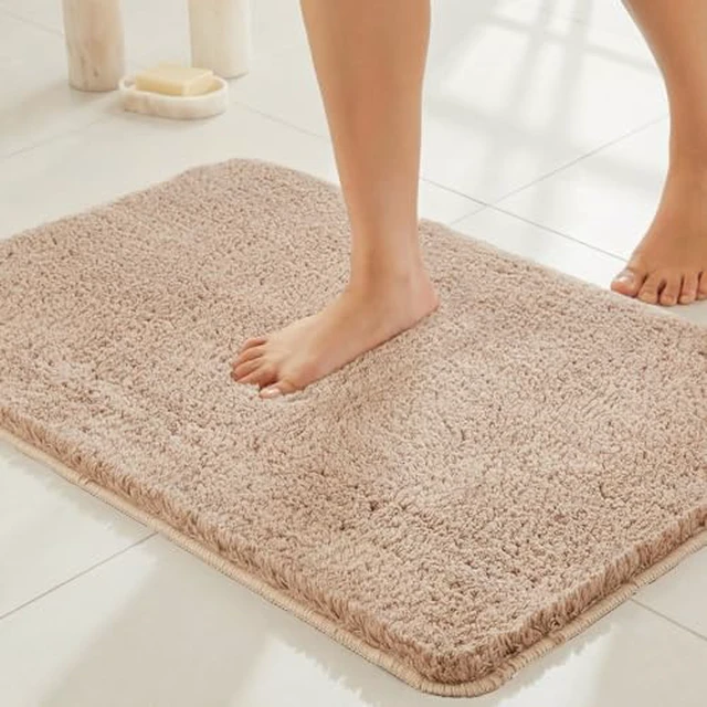 Alt view image 3 of 5 - TYUU Black Bathroom Rug, Ultra Soft Bath Rugs Non Slip Washable, Super Absorbent Quick Dry Small Bath Mat with Rubber Backing for Bathroom Floor, Shower, or Sink, Black 16" x 24"