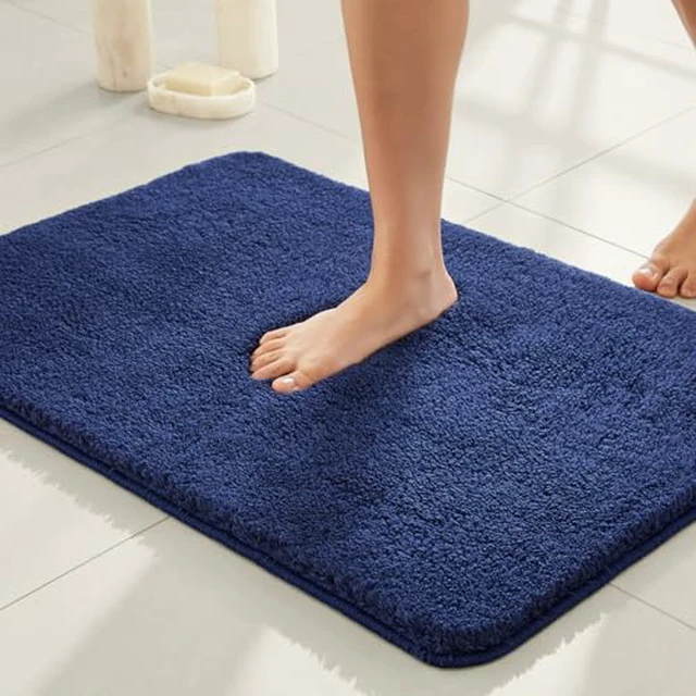 Alt view image 5 of 5 - TYUU Black Bathroom Rug, Ultra Soft Bath Rugs Non Slip Washable, Super Absorbent Quick Dry Small Bath Mat with Rubber Backing for Bathroom Floor, Shower, or Sink, Black 16" x 24"