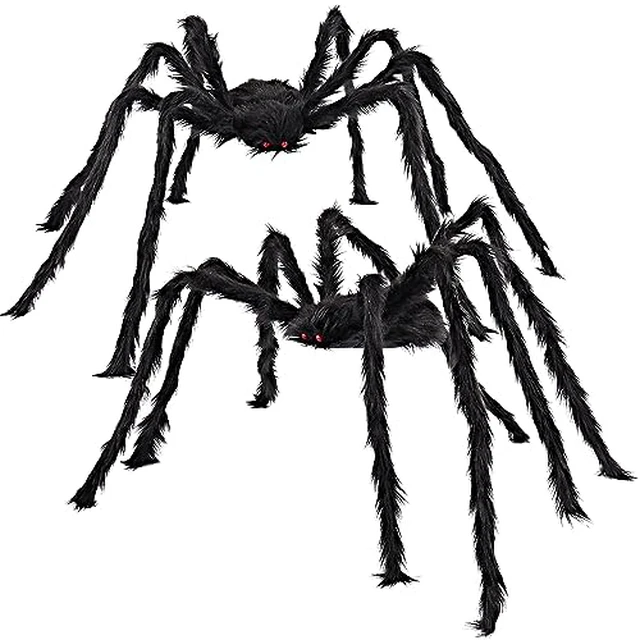 Alt view image 2 of 6 - 2 Pack 4 Ft Halloween Spider Decorations Outdoor, Scary Large Giant Spiders with Adjustable Legs for Halloween Outside Decor, Yard Lawn Indoor Haunted House Props