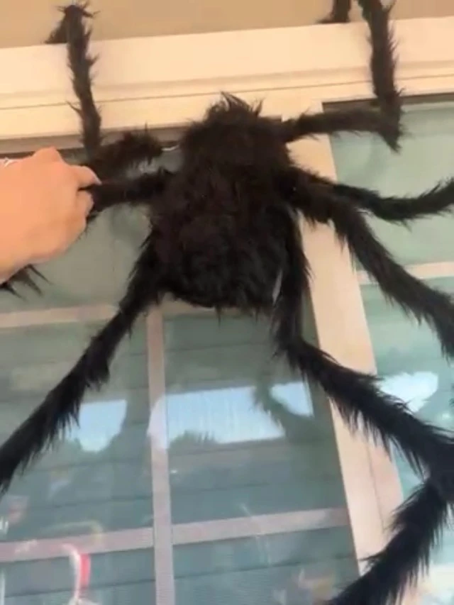 Alt view image 5 of 6 - 2 Pack 4 Ft Halloween Spider Decorations Outdoor, Scary Large Giant Spiders with Adjustable Legs for Halloween Outside Decor, Yard Lawn Indoor Haunted House Props