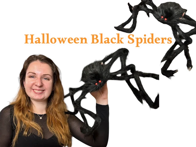 Alt view image 6 of 6 - 2 Pack 4 Ft Halloween Spider Decorations Outdoor, Scary Large Giant Spiders with Adjustable Legs for Halloween Outside Decor, Yard Lawn Indoor Haunted House Props