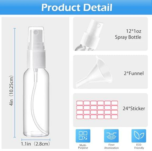 Alt view image 4 of 7 - Zoizocp Spray Bottles, 1oz/30ml 12 Pack Clear Mini Travel Bottle Set