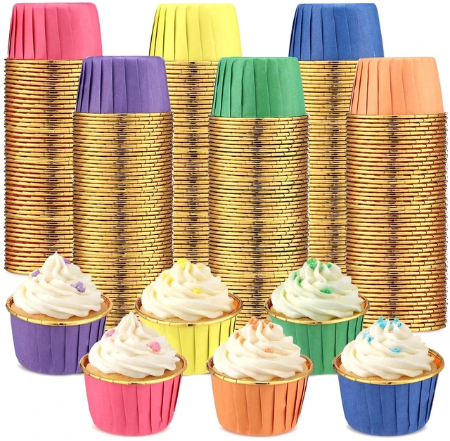 Main image of Geiserailie 100 Pcs Rainbow Foil Cupcake Liners, Baking Cups
