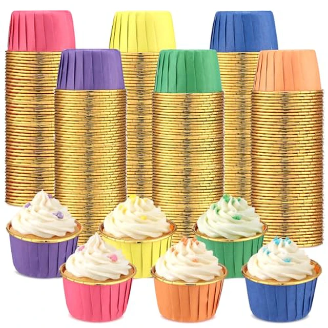 Alt view image 2 of 5 - Geiserailie 100 Pcs Rainbow Foil Cupcake Liners, Baking Cups
