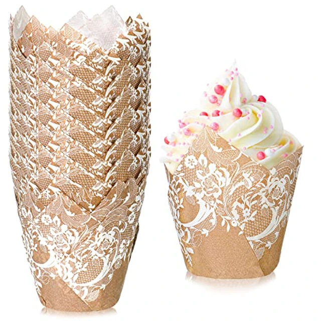 Alt view image 2 of 3 - 200 Pcs Wedding Tulip Cupcake Liner Tulip Muffin Liner, Lace
