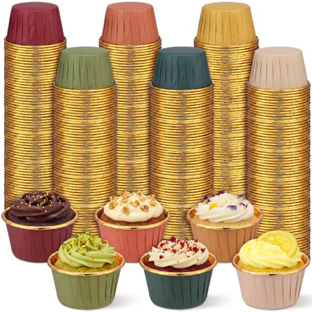 Alt view image 4 of 5 - Geiserailie 100 Pcs Rainbow Foil Cupcake Liners, Baking Cups