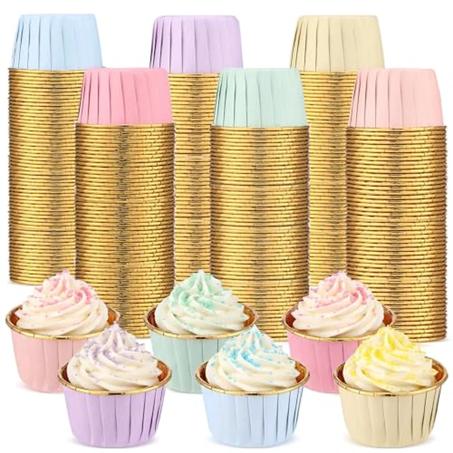 Alt view image 5 of 5 - Geiserailie 100 Pcs Rainbow Foil Cupcake Liners, Baking Cups
