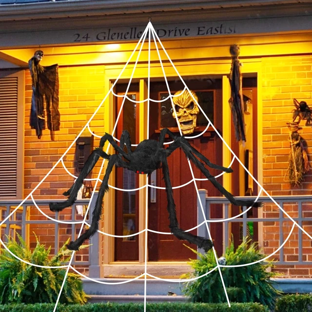 Main image of Giant Spider Web,200" Halloween Spider Web with 59" Spider,Halloween Decorations Outdoor