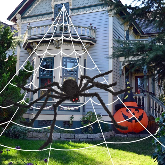 Main image of OCATO 200" Halloween Decorations Spider Web Outdoor +59" Giant Spider Décor