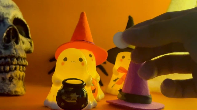 Alt view image 2 of 3 - Halloween Decorations Indoor,3Pcs Cute Spooky Ceramic Ghost Halloween Decorations,Ghost Figurines with Hats - Adorable Tabletop Decor for Mantel,Party, Home, Porch Decor