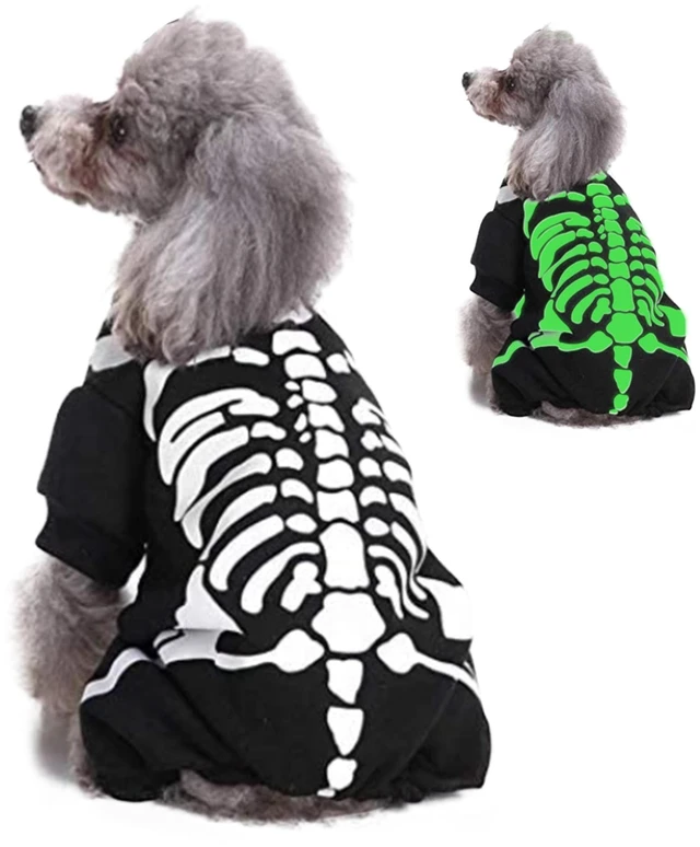 Main image of Wizland GID Halloween Skeleton Dog Costumes Pet Jumpsuit for Puppy Dog Cat Puppies Small