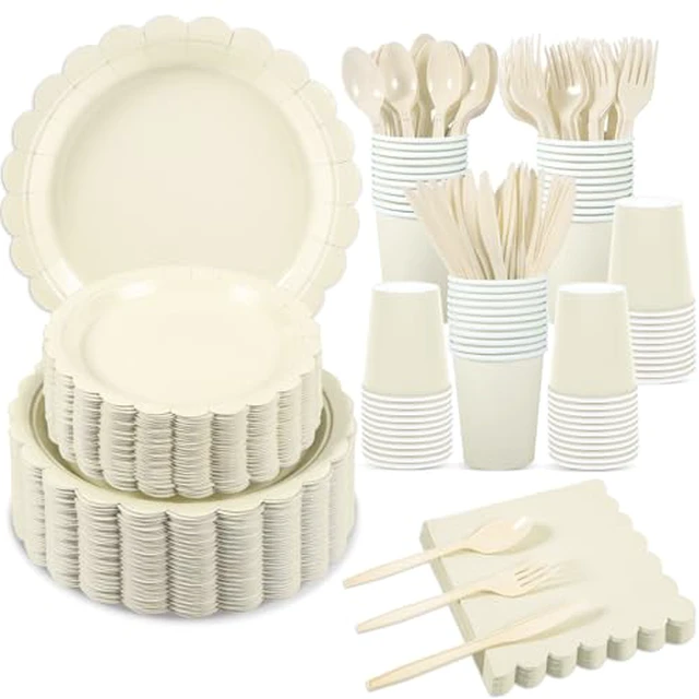 Alt view image 6 of 6 - 25 Set Purple Plates and Napkins Scalloped Halloween Dinnerware