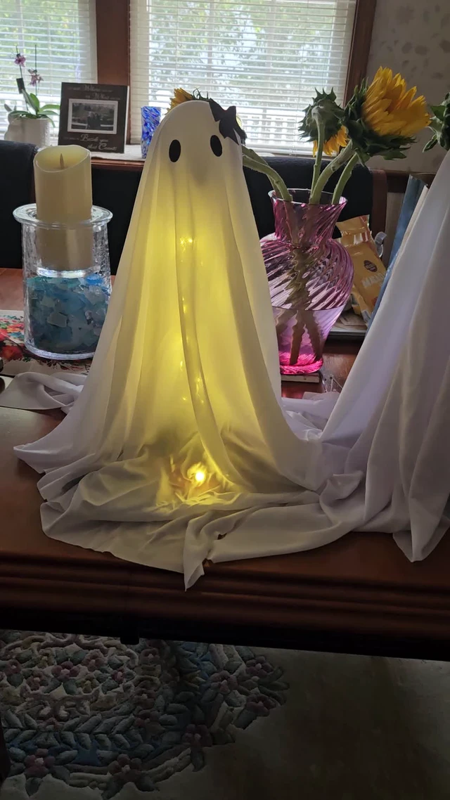 Alt view image 3 of 5 - Lighted Ghost Halloween Decorations, Spooky Decor for Table Mantel Shelf