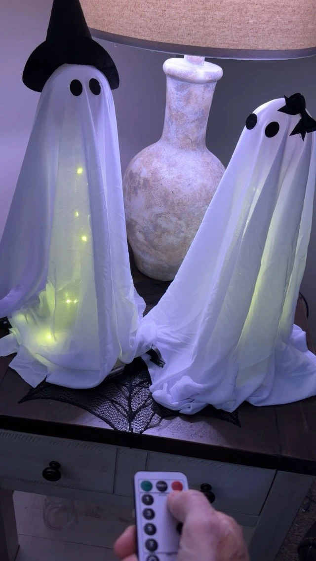 Alt view image 4 of 5 - Lighted Ghost Halloween Decorations, Spooky Decor for Table Mantel Shelf