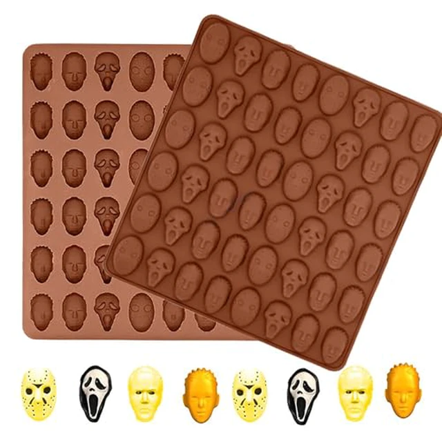 Alt view image 5 of 5 - 2 Pcs Christmas Chocolate Mold 3D Skull Designs DIY Pink Silicone Baking Molds Xmas Theme Food Grade Chocolate Candy Cake Moulds Homemade Cute Chocolate Mold for Christmas New Year Party Decor Gift