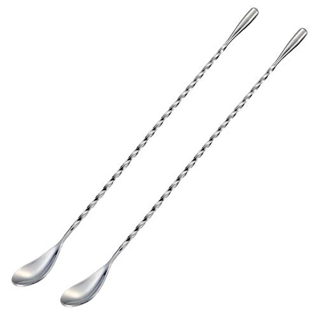 Alt view image 2 of 2 - Briout Bar Spoon Cocktail Mixing Stirrers, 2Pcs, 12 Long Handle, Silver