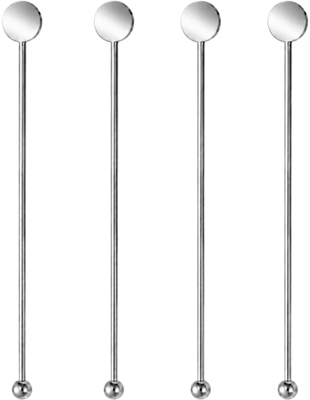 Main image of Cocktail Stirrers 8.66" - Silver Steel Swizzle Sticks, 4 Pack