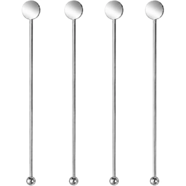 Alt view image 2 of 4 - Cocktail Stirrers 8.66" - Silver Steel Swizzle Sticks, 4 Pack