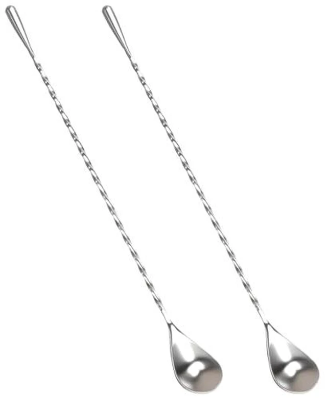 Alt view image 2 of 6 - 12" Cocktail Mixing Spoon Set, 2-Pack Spiral Stirrer for Bartenders