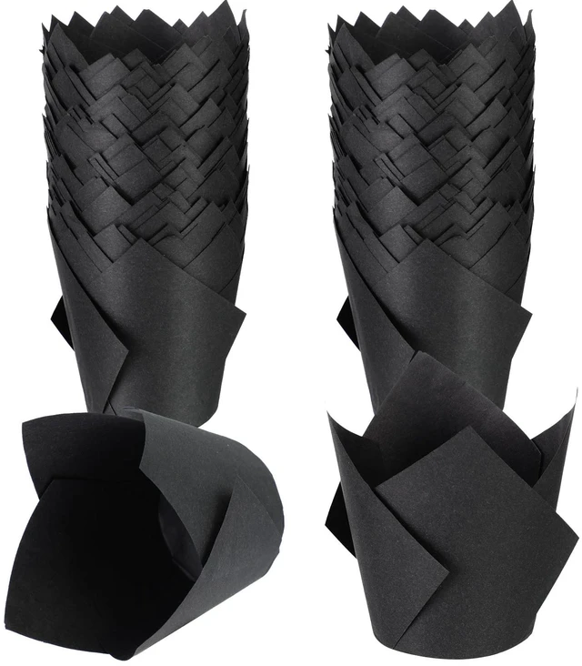 Main image of Jutom 200 Pack Black Tulip Cupcake Liners, Cupcake Wrappers for Baking