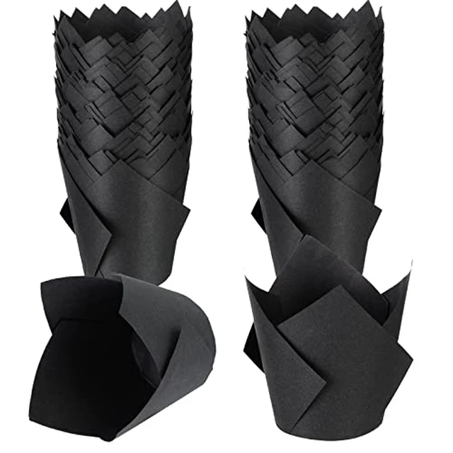 Alt view image 2 of 4 - Jutom 200 Pack Black Tulip Cupcake Liners, Cupcake Wrappers for Baking