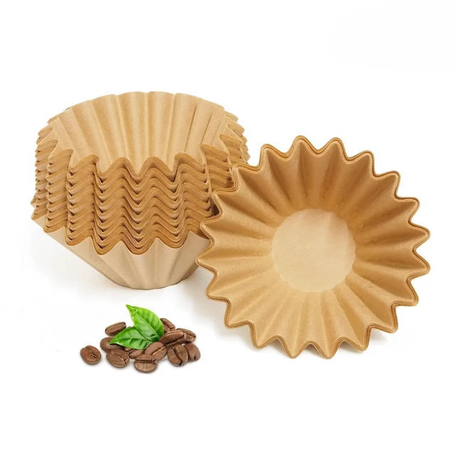 Main image of 2-5 Cup Coffee Filters, Pack of 100 Unbleached Coffee Filters 5 Cup, Thicken Natural Coffee Filter Basket for Commercial, Home Coffee Maker, Pour Over Coffee Kit (Brown, W02)