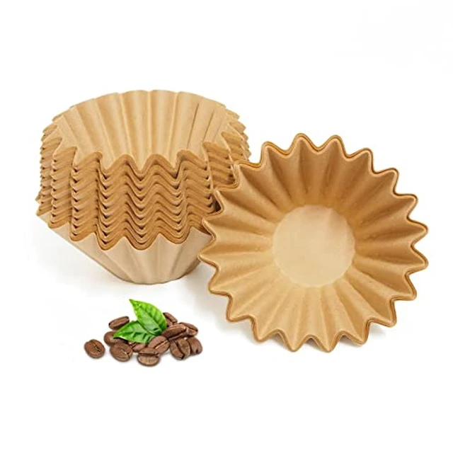 Alt view image 3 of 5 - 2-5 Cup Coffee Filters, Pack of 100 Unbleached Coffee Filters 5 Cup, Thicken Natural Coffee Filter Basket for Commercial, Home Coffee Maker, Pour Over Coffee Kit (Brown, W02)