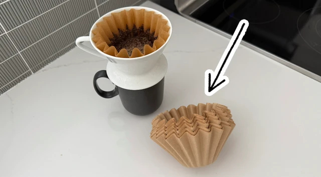 Alt view image 5 of 5 - 2-5 Cup Coffee Filters, Pack of 100 Unbleached Coffee Filters 5 Cup, Thicken Natural Coffee Filter Basket for Commercial, Home Coffee Maker, Pour Over Coffee Kit (Brown, W02)