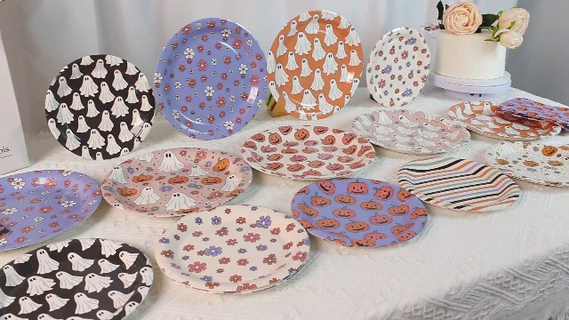 Alt view image 3 of 3 - Halloween Party Plates and Napkins, 60Pcs Halloween Party Supplies Tableware Set, Pumpkins Ghost HALLOWEEN Paper Plates Napkins for halloween Birthday Party Decorations