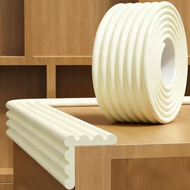 Alt view image 2 of 6 - Baby Corner Guards 13.12 FT-Ultra Soft Sponge Edge & Corner Protectors,Desk Edge Cushion,for Furniture,Table,Fireplace - Safety Bumper with Strong Adhesive Tape,White,3.15 Inch Wide