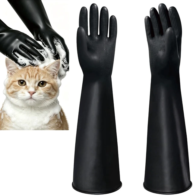 Main image of 22" Long Sleeve Pet Grooming Bathing Gloves Waterproof