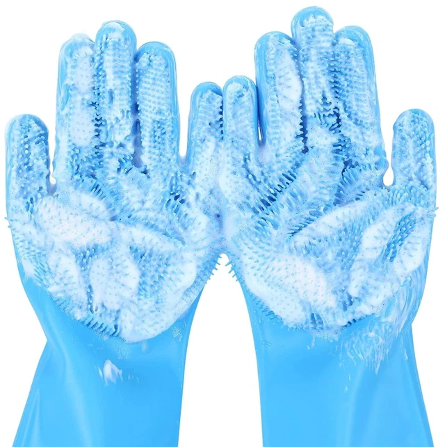 Main image of Silicone Pet Grooming Gloves for Washing Cats Dogs Bath Brush Large