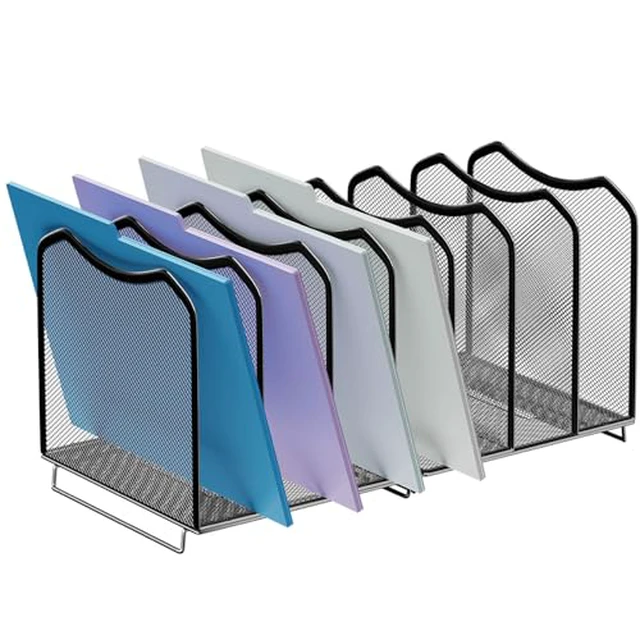 Alt view image 3 of 3 - 5-Section Vertical File Organizer, Black