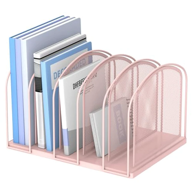 Alt view image 4 of 6 - 5-Section Vertical File Organizer, Mesh Desk Organizer, Black