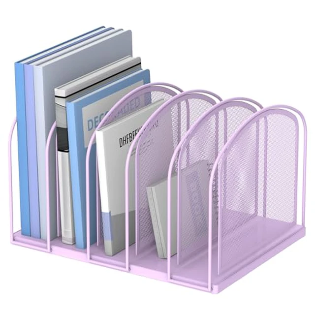 Alt view image 5 of 6 - 5-Section Vertical File Organizer, Mesh Desk Organizer, Black