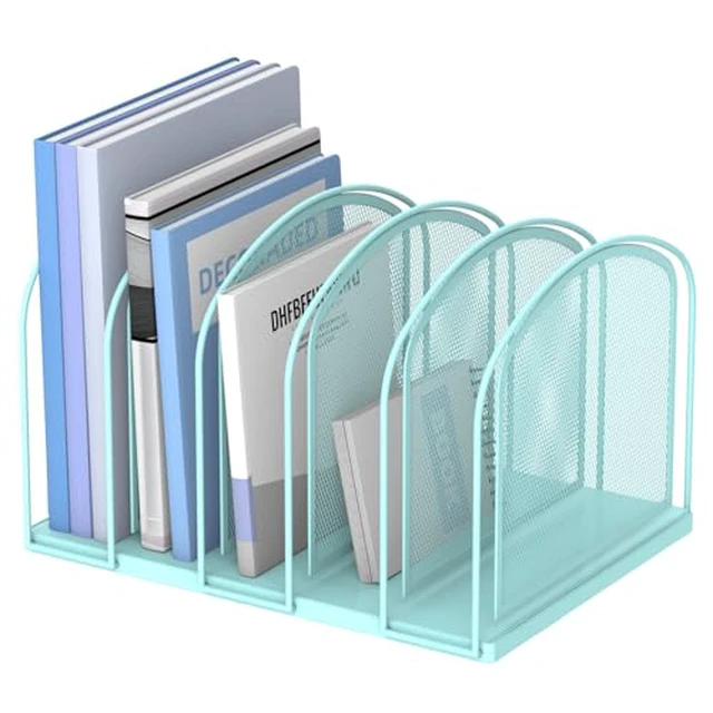 Alt view image 6 of 6 - 5-Section Vertical File Organizer, Mesh Desk Organizer, Black