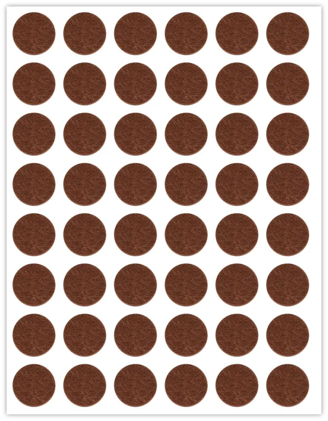 Main image of 48pcs Felt Cabinet Door Bumpers, 1/2in Brown Felt Furniture Pads Round Quite Cabinet Pads Bumpers Self Adhesive Felt Feet Protector for Bed Table Chair Sofa Washing Machine Cabinet
