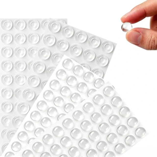 Alt view image 2 of 3 - Cabinet Door Bumpers, 200 Pcs-100 White Round + 100 Clear Flower