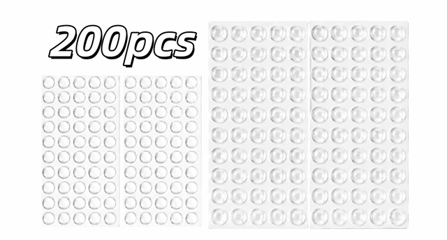 Alt view image 3 of 3 - Cabinet Door Bumpers, 200 Pcs-100 White Round + 100 Clear Flower