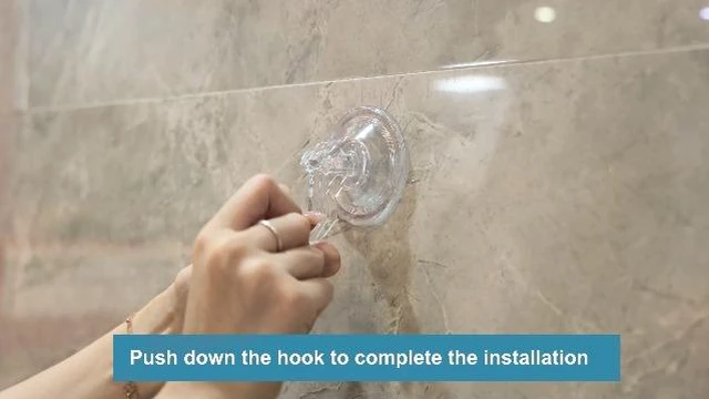 Alt view image 4 of 5 - Suction Hooks 2 Packs, Clear Powerful Push and Lock Vacuum Suction Cup, Multi-Purpose Suction Shower Hooks for Front Door Window Glass Kitchen Towel Loofah Utensils, 2pcs