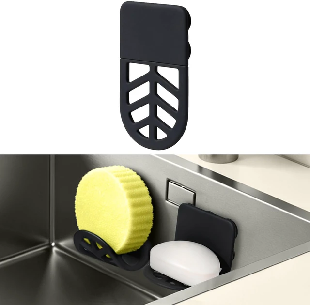 Main image of Sponge Holder for Kitchen Sink with Suction Cup | Kitchen Sink Sponge Caddy for Sponge Brush Soap, Silicone Sink Organizer, Sink Sponge Holder for Smooth Surfaces