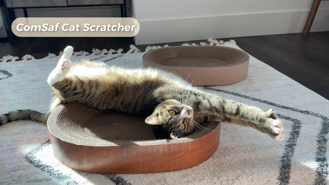 Alt view image 6 of 7 - Cat Scratcher Bed, Oval Cardboard Scratching Board for Indoor Cats