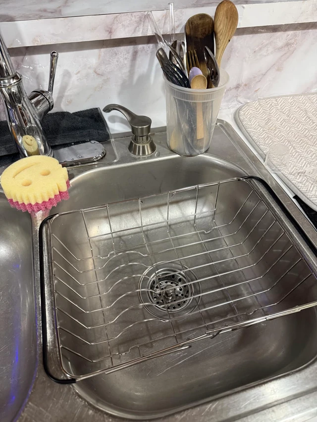 Alt view image 4 of 6 - Expandable Dish Drying Rack, Rustproof Stainless Over Sink Dish Drainer Rack Basket Shelf, 304 Stainless Steel Metal Dish Drainer in Sink or On Counter Organizer Dish Dryer Rack for Inside Sink
