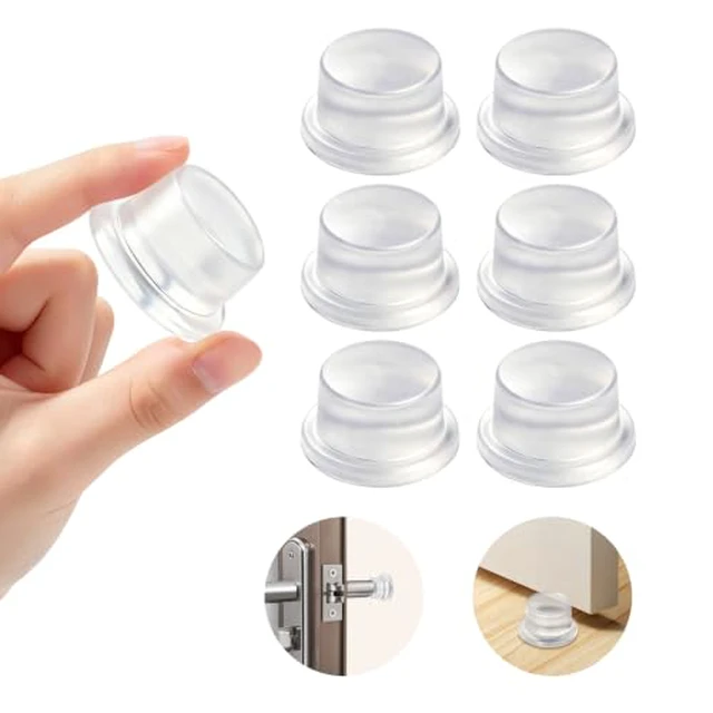 Alt view image 2 of 6 - 6 Pack Clear Silicone Door Stoppers for Wall, 1" Thick x 1.54" Door Knob Wall Protector, Self Adhesive No Drilling, Shock Absorbing Door BumperWall Protection & Noise Reduction